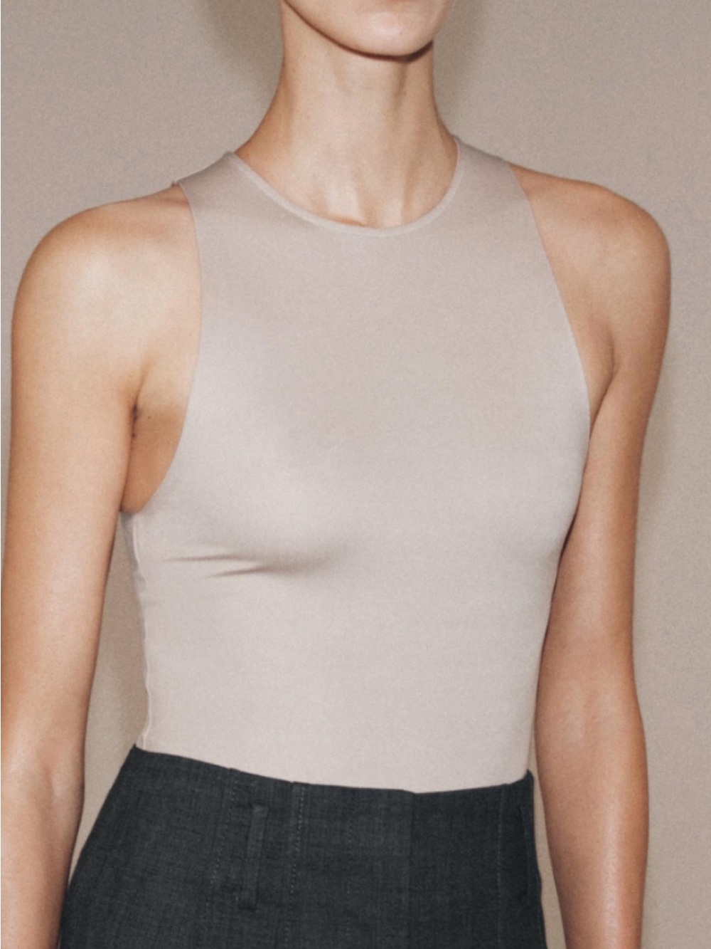 Nwt- zara-polyamide halter bodysuit -M
